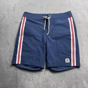 Faherty Board Shorts Swim Trunks Mens 29 Blue Stripe Drawstring Resort Vacation